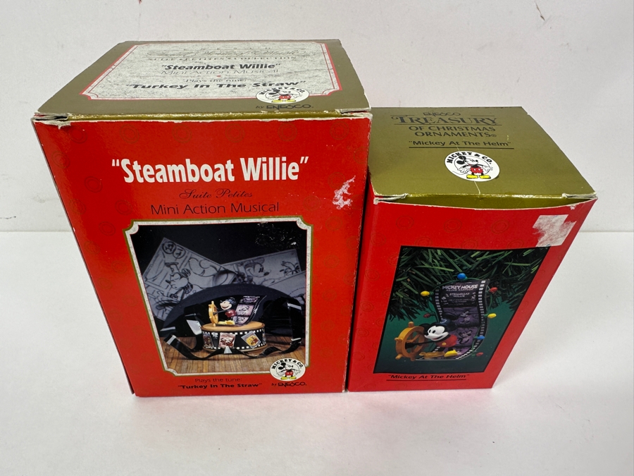 Enesco 'Steamboat Willie' Mini Action Musical Box With Original Box And Mickey At The Helm Steamboat Willie Ornament With Original Box [Photo 12]