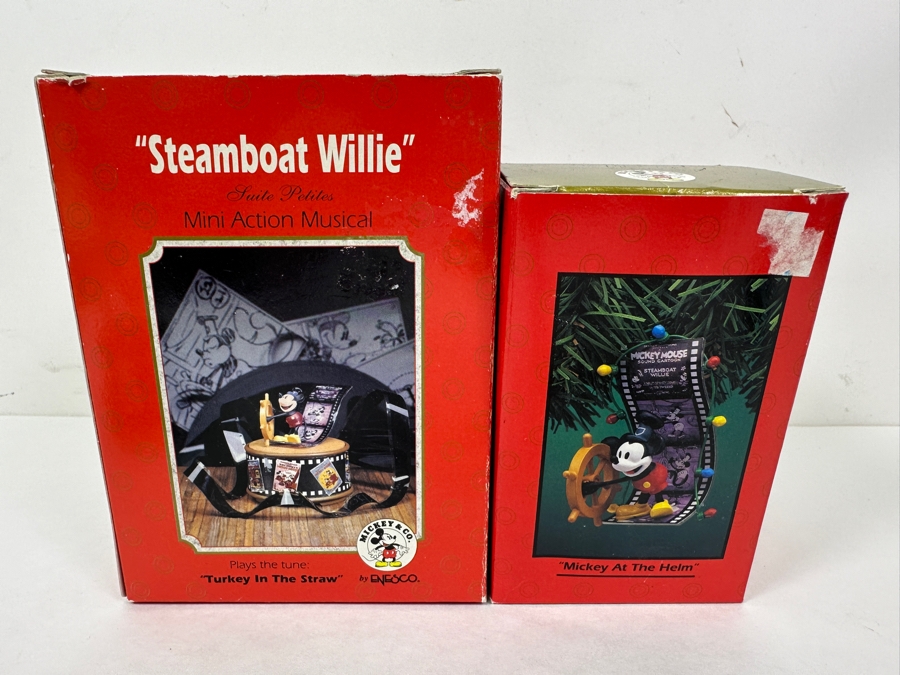 Enesco 'Steamboat Willie' Mini Action Musical Box With Original Box And Mickey At The Helm Steamboat Willie Ornament With Original Box [Photo 11]