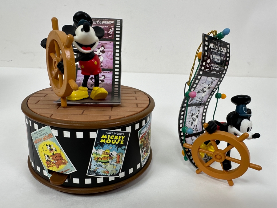 Enesco 'Steamboat Willie' Mini Action Musical Box With Original Box And Mickey At The Helm Steamboat Willie Ornament With Original Box [Photo 2]