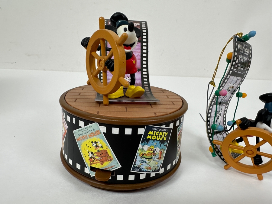 Enesco 'Steamboat Willie' Mini Action Musical Box With Original Box And Mickey At The Helm Steamboat Willie Ornament With Original Box [Photo 3]