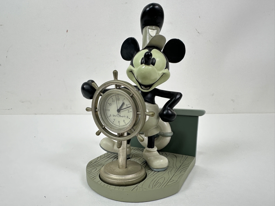 Steamboat Willie Mickey Mouse Clock Figurine (Has Crack In Right Shoulder - See Photos) With Original Box 5H [Photo 3]