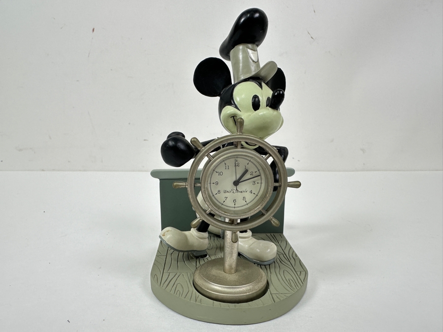 Steamboat Willie Mickey Mouse Clock Figurine (Has Crack In Right Shoulder - See Photos) With Original Box 5H [Photo 2]