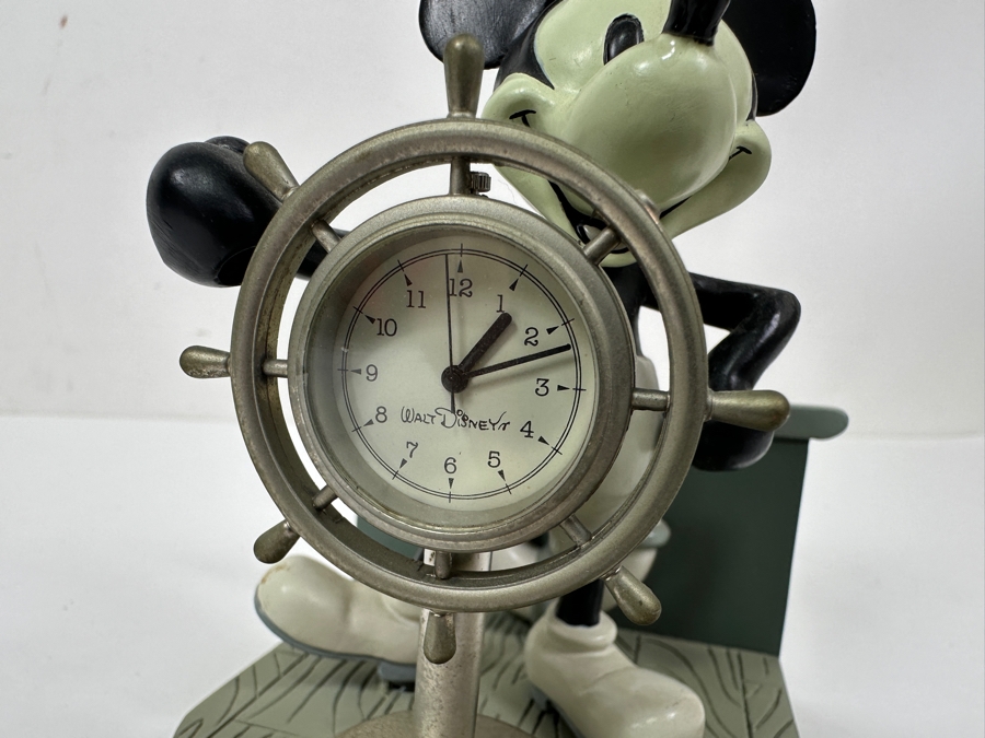 Steamboat Willie Mickey Mouse Clock Figurine (Has Crack In Right Shoulder - See Photos) With Original Box 5H [Photo 4]