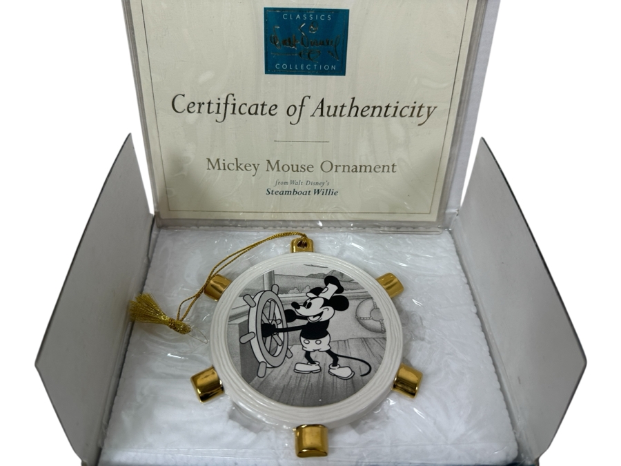 Walt Disney Classics Collection Steamboat Willie Mickey Mouse Disney 75 Years Ornament With Original Box