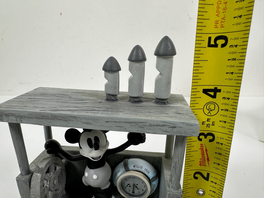 Disney Time Works Steamboat Willie Mickey Mouse Clock Figurine With Original Box 5H [Photo 9]