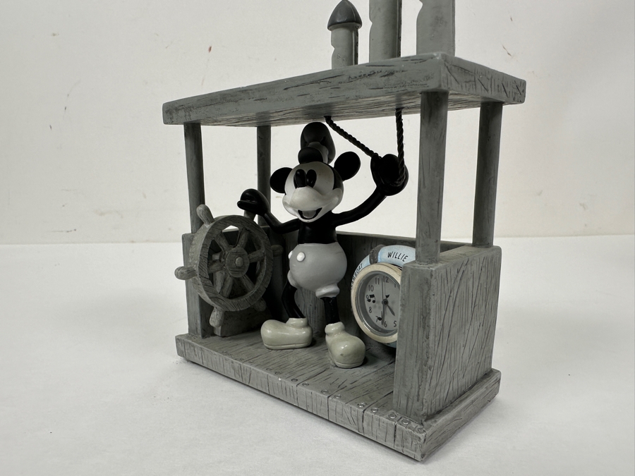 Disney Time Works Steamboat Willie Mickey Mouse Clock Figurine With Original Box 5H [Photo 4]