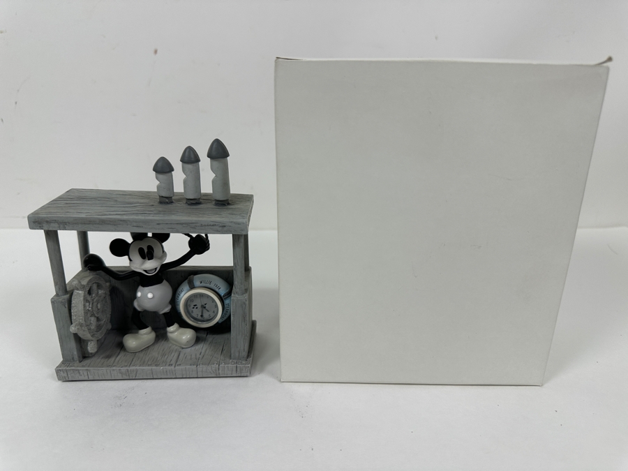 Disney Time Works Steamboat Willie Mickey Mouse Clock Figurine With Original Box 5H [Photo 8]