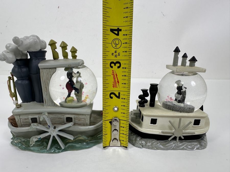 Pair Of Walt Disney's Mickey Mouse Steamboat Willie Snow Globes 3.5H & 4H [Photo 8]