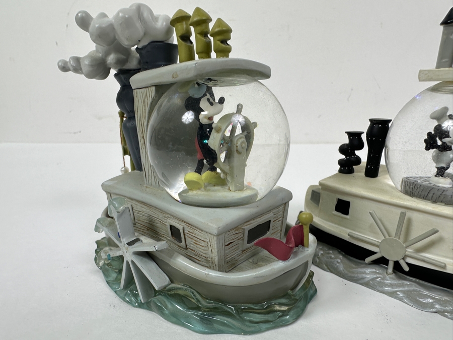 Pair Of Walt Disney's Mickey Mouse Steamboat Willie Snow Globes 3.5H & 4H [Photo 4]