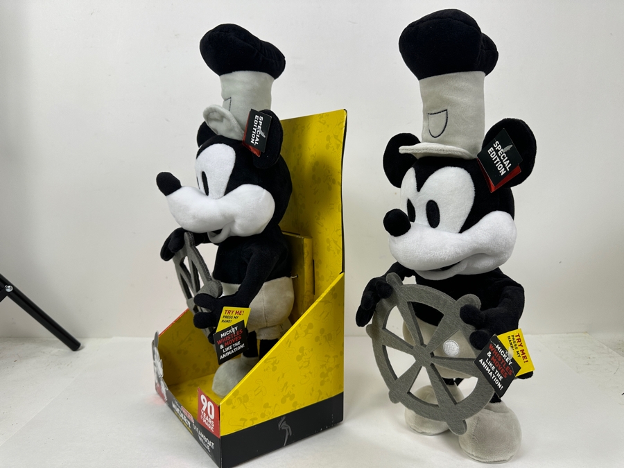 Pair Of Disney's Mickey Mouse Steamboat Willie Special Edition Plush- Mickey Whistles & Moves Like The Animation 17'H [Photo 5]