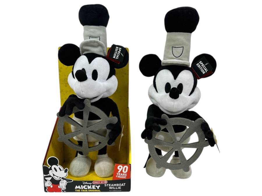 Pair Of Disney's Mickey Mouse Steamboat Willie Special Edition Plush- Mickey Whistles & Moves Like The Animation 17'H