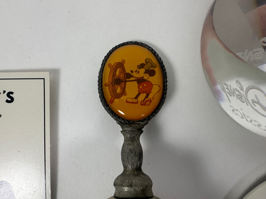 Mickey Mouse Steamboat Willie Collection: 2000 Millennium Trading Pin, Coin, Rolled Coins, Button, Paperweight, Walt Disney World Trading Pin & Bell [Photo 18]