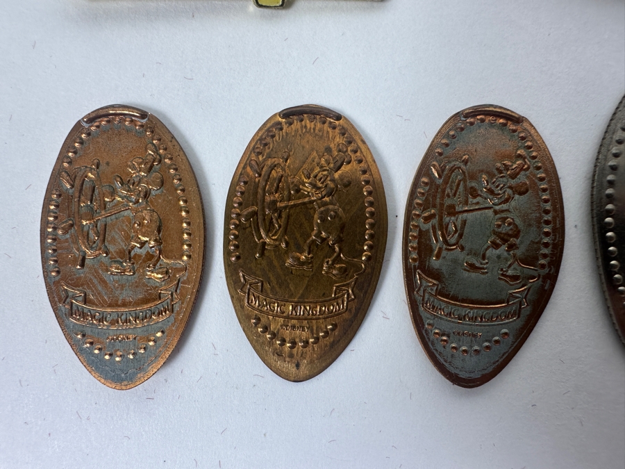 Mickey Mouse Steamboat Willie Collection: 2000 Millennium Trading Pin, Coin, Rolled Coins, Button, Paperweight, Walt Disney World Trading Pin & Bell [Photo 12]