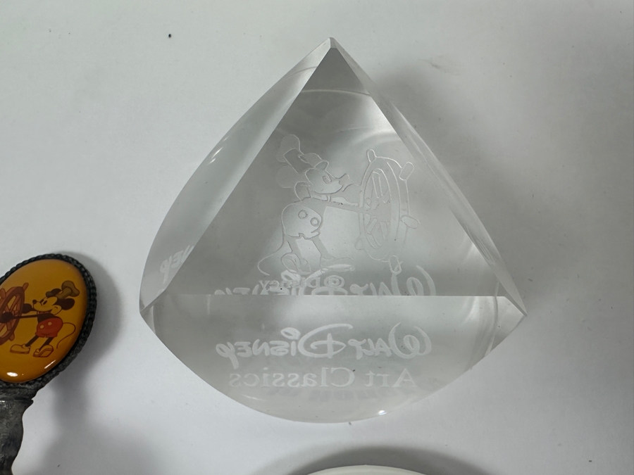 Mickey Mouse Steamboat Willie Collection: 2000 Millennium Trading Pin, Coin, Rolled Coins, Button, Paperweight, Walt Disney World Trading Pin & Bell [Photo 13]