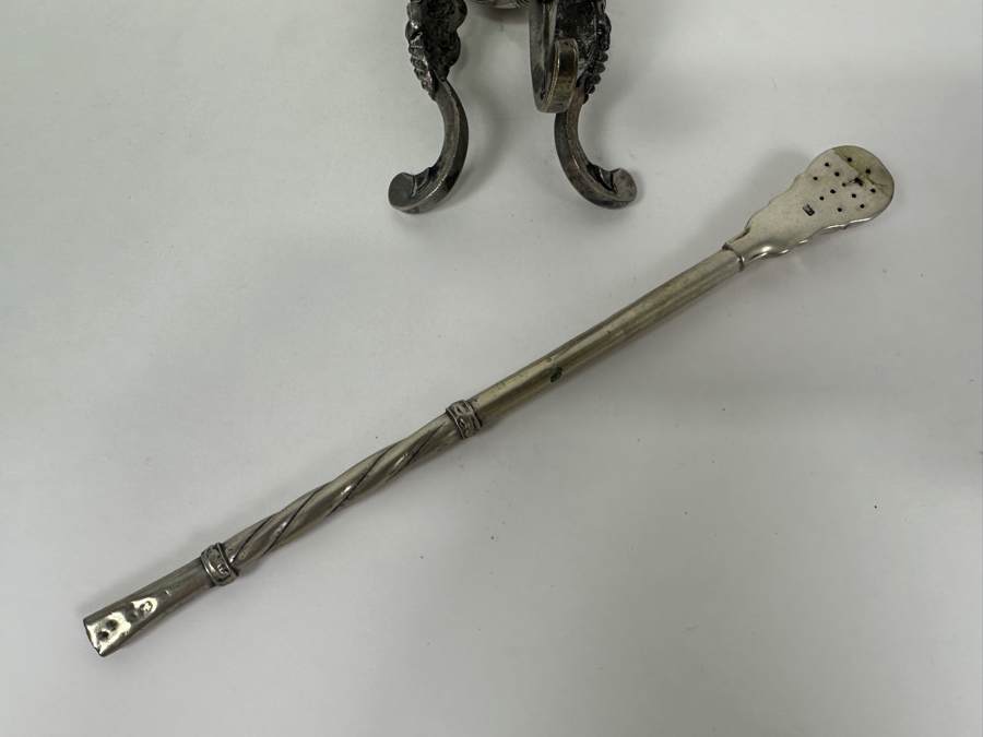 Vintage Argentine Gaucho Mate With .800 Silver Bombilla (Drinking Straw) - Straw Weighs 19.5g [Photo 6]