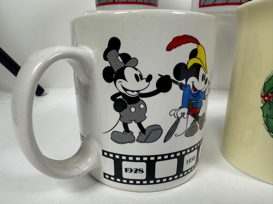 (9) Mickey Mouse Steamboat Willie Coffee Mugs, (1) Mickey Mouse Drinking Glass & (1) Walt Disney World 25 Years Coke Bottle [Photo 12]
