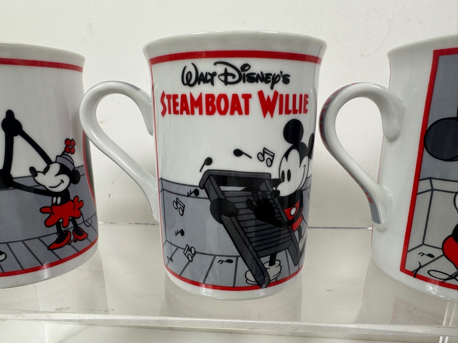 (9) Mickey Mouse Steamboat Willie Coffee Mugs, (1) Mickey Mouse Drinking Glass & (1) Walt Disney World 25 Years Coke Bottle [Photo 3]