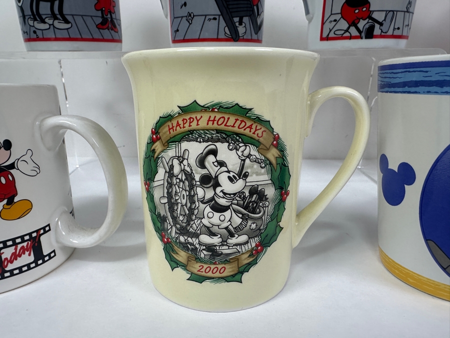 (9) Mickey Mouse Steamboat Willie Coffee Mugs, (1) Mickey Mouse Drinking Glass & (1) Walt Disney World 25 Years Coke Bottle [Photo 11]