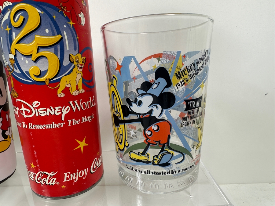 (9) Mickey Mouse Steamboat Willie Coffee Mugs, (1) Mickey Mouse Drinking Glass & (1) Walt Disney World 25 Years Coke Bottle [Photo 7]