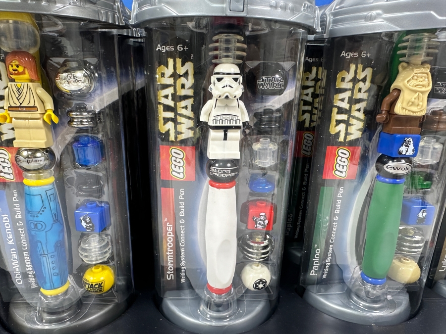 New LEGO Star Wars Collectible Pens With Store Display Merchandiser Yoda, Tusken Raider, Obi-Wan Kenobi, Stormtrooper, Paploo And Luke Skywalker - 24 Total Pens [Photo 5]