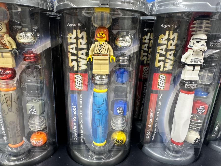 New LEGO Star Wars Collectible Pens With Store Display Merchandiser Yoda, Tusken Raider, Obi-Wan Kenobi, Stormtrooper, Paploo And Luke Skywalker - 24 Total Pens [Photo 4]