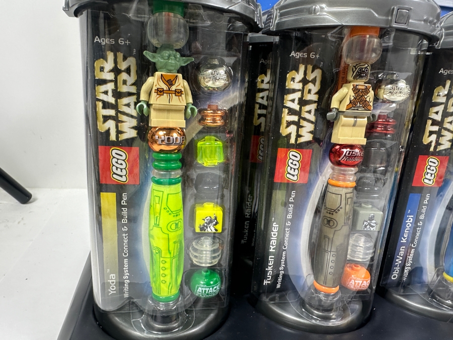 New LEGO Star Wars Collectible Pens With Store Display Merchandiser Yoda, Tusken Raider, Obi-Wan Kenobi, Stormtrooper, Paploo And Luke Skywalker - 24 Total Pens [Photo 2]
