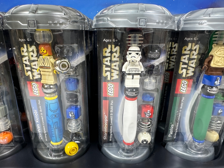 New LEGO Star Wars Collectible Pens With Store Display Merchandiser Yoda, Tusken Raider, Obi-Wan Kenobi, Stormtrooper, Paploo And Luke Skywalker - 24 Total Pens [Photo 5]