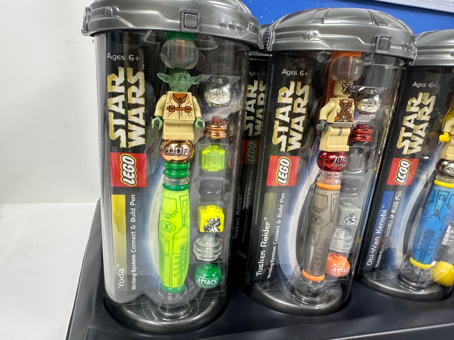 New LEGO Star Wars Collectible Pens With Store Display Merchandiser Yoda, Tusken Raider, Obi-Wan Kenobi, Stormtrooper, Paploo And Luke Skywalker - 24 Total Pens [Photo 2]