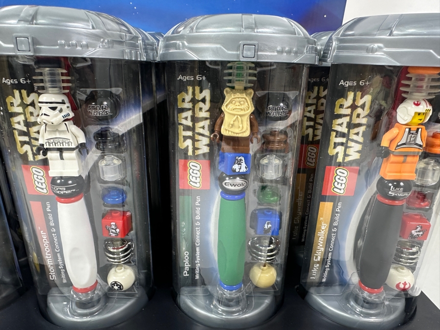 New LEGO Star Wars Collectible Pens With Store Display Merchandiser Yoda, Tusken Raider, Obi-Wan Kenobi, Stormtrooper, Paploo And Luke Skywalker - 24 Total Pens [Photo 6]