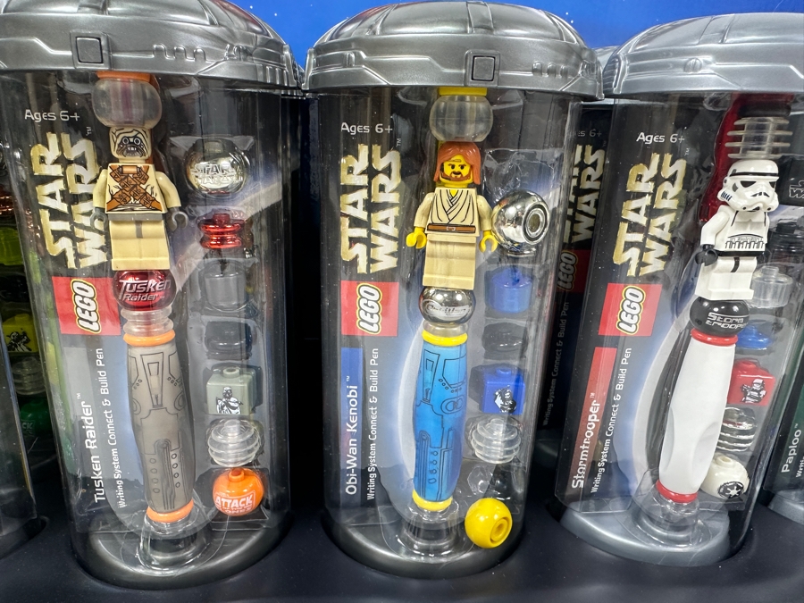 New LEGO Star Wars Collectible Pens With Store Display Merchandiser Yoda, Tusken Raider, Obi-Wan Kenobi, Stormtrooper, Paploo And Luke Skywalker - 24 Total Pens [Photo 4]