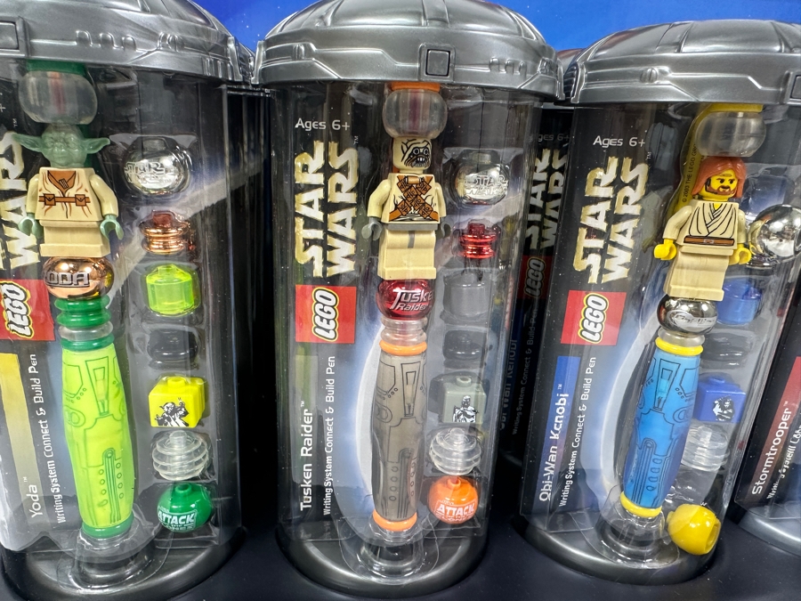 New LEGO Star Wars Collectible Pens With Store Display Merchandiser Yoda, Tusken Raider, Obi-Wan Kenobi, Stormtrooper, Paploo And Luke Skywalker - 24 Total Pens [Photo 3]