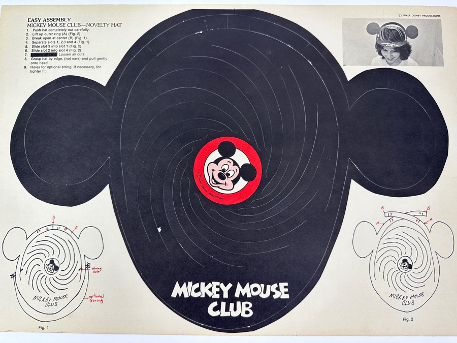 Vintage Mid-Century Paper Mickey Mouse Club Novelty Ears Hat 18 X 12 [Photo 2]