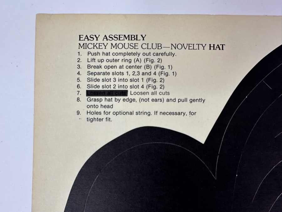 Vintage Mid-Century Paper Mickey Mouse Club Novelty Ears Hat 18 X 12 [Photo 4]