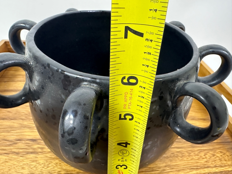 CB2 Loop Planter In Black And Crate & Barrel Acacia Wood Square Tray 16'W [Photo 6]