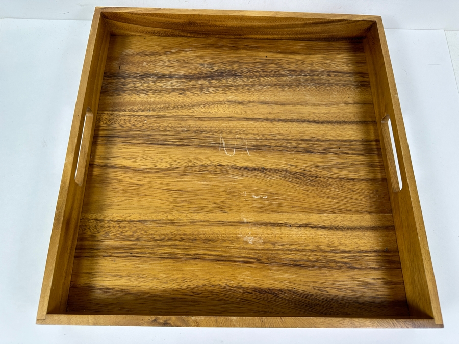 CB2 Loop Planter In Black And Crate & Barrel Acacia Wood Square Tray 16'W [Photo 3]