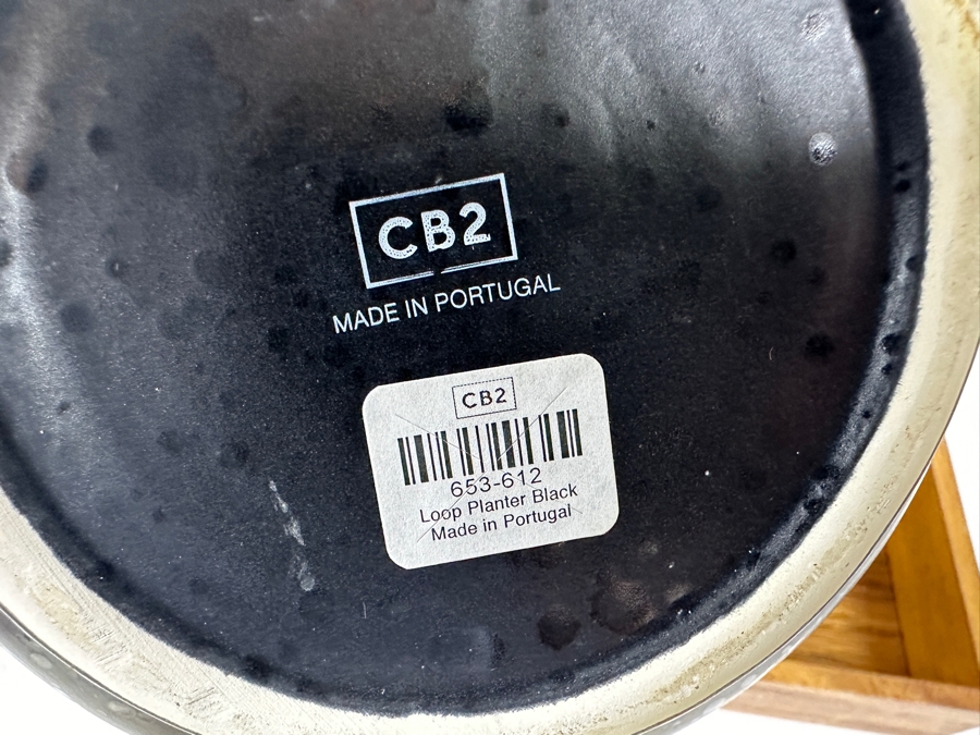 CB2 Loop Planter In Black And Crate & Barrel Acacia Wood Square Tray 16'W [Photo 4]