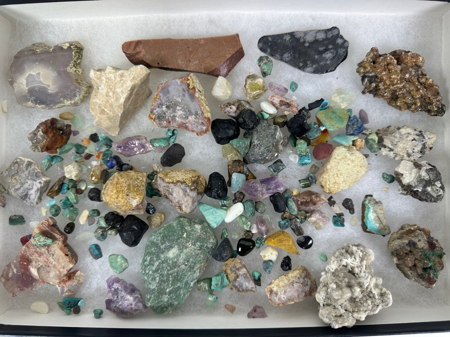 Collection Of Various Rocks Including Turquoise And Amethyst
