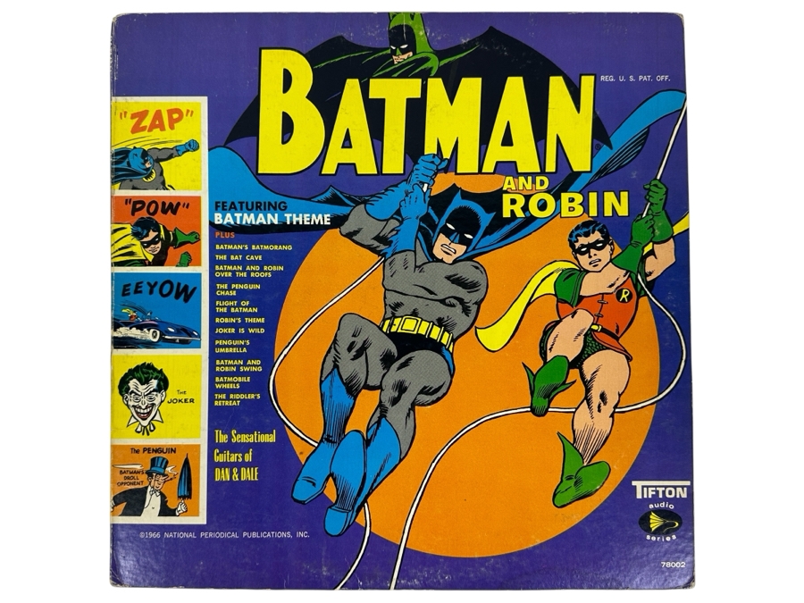 Vintage 1966 Batman And Robin Vinyl Record Featuring The Sensational Guitars of Dan & Dale