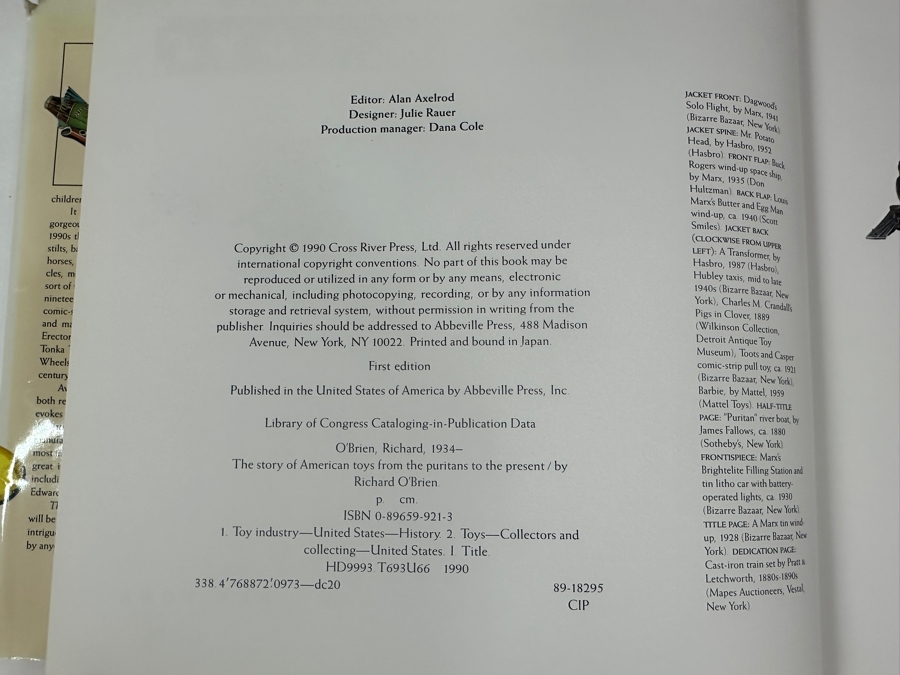 1990 First Edition Hardcover Book The Story Of American Toys By Richard O'Brien [Photo 6]