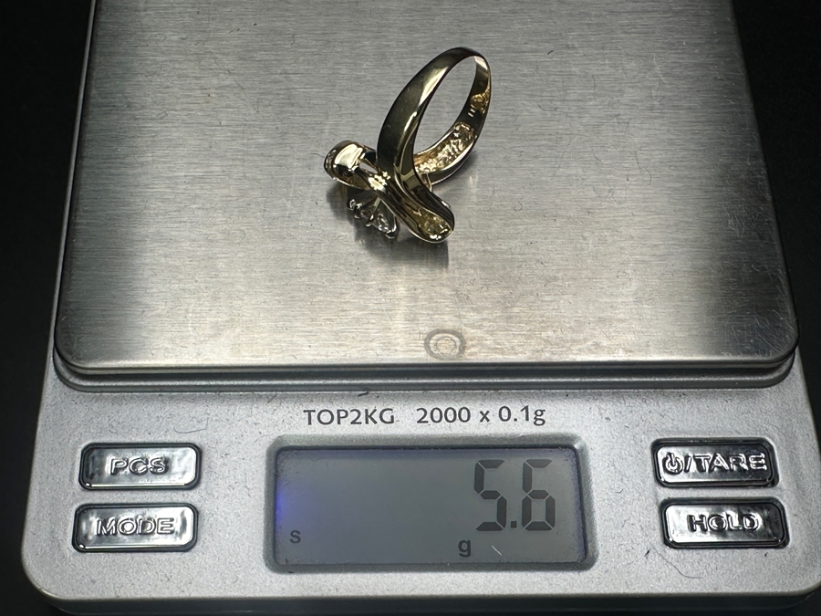 14K Gold and Diamond Ring with 1/2 Ct Marquee Diamond G-H, SI2 and (14) 1.5-2mm Round Brilliant Diamonds 5.6g Size 8 Retails $3,600 [Photo 11]