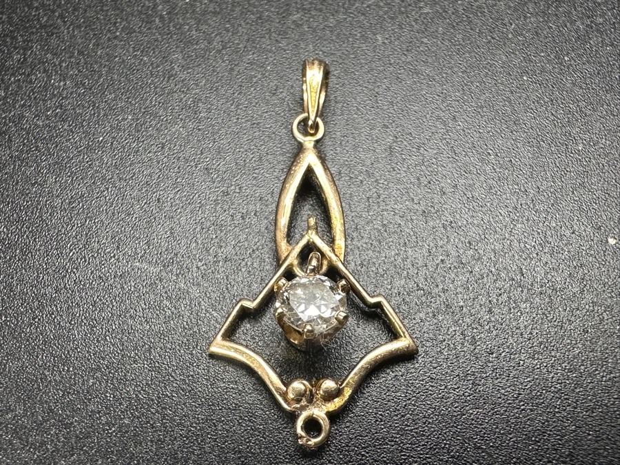 14K Gold Pendant with 3.8mm Old European Cut Diamond .20ct .81g Retails $800 [Photo 3]