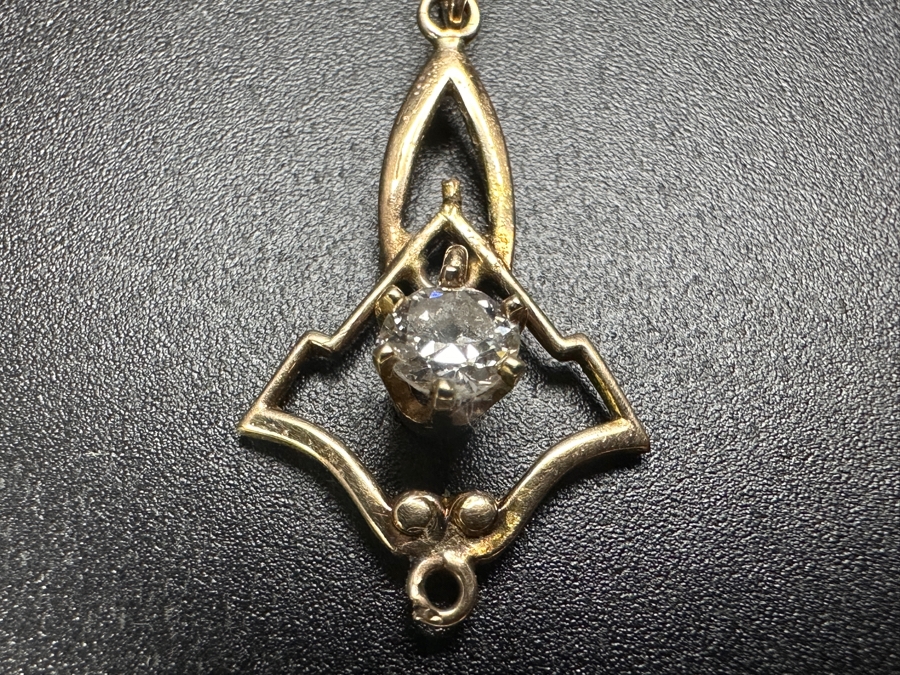 14K Gold Pendant with 3.8mm Old European Cut Diamond .20ct .81g Retails $800 [Photo 2]