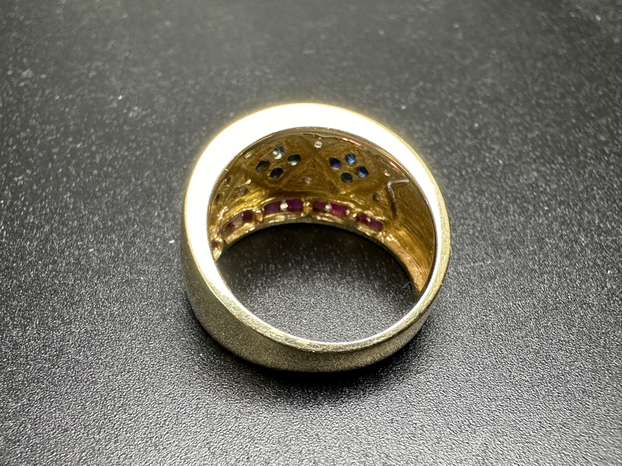14K Gold Ring with (22) 2.0mm Rubies, (12) 1.5mm Sapphires and 8 Diamonds 7.3g Size 7.75 Retails $3,000 [Photo 6]