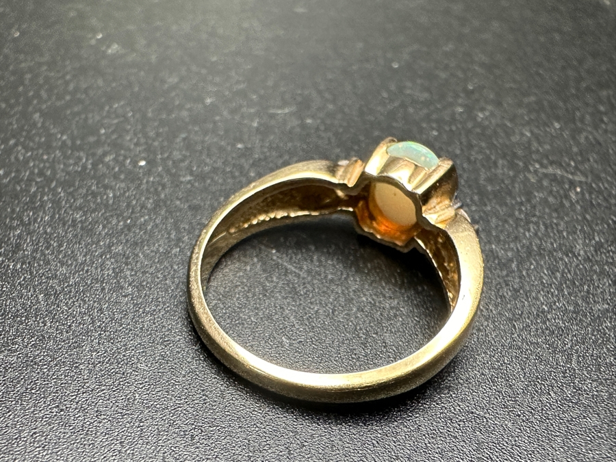 14K Gold Ring with 8x6mm Opal and (2) 2mm Natural Diamonds 3.8g Size 7.25 Retails $2,000 [Photo 5]