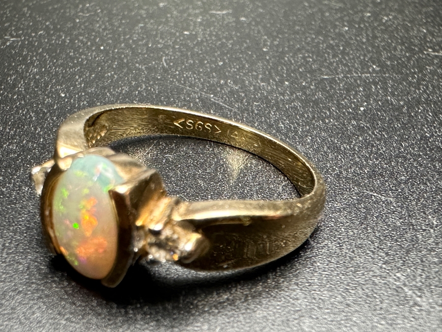14K Gold Ring with 8x6mm Opal and (2) 2mm Natural Diamonds 3.8g Size 7.25 Retails $2,000 [Photo 6]