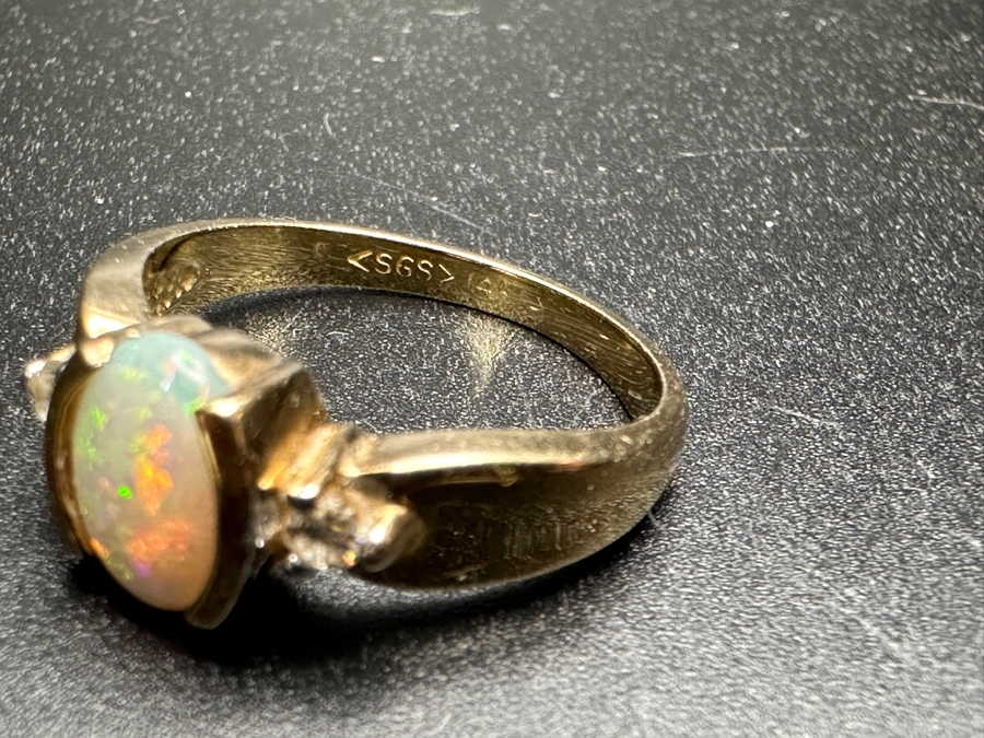 14K Gold Ring with 8x6mm Opal and (2) 2mm Natural Diamonds 3.8g Size 7.25 Retails $2,000 [Photo 7]