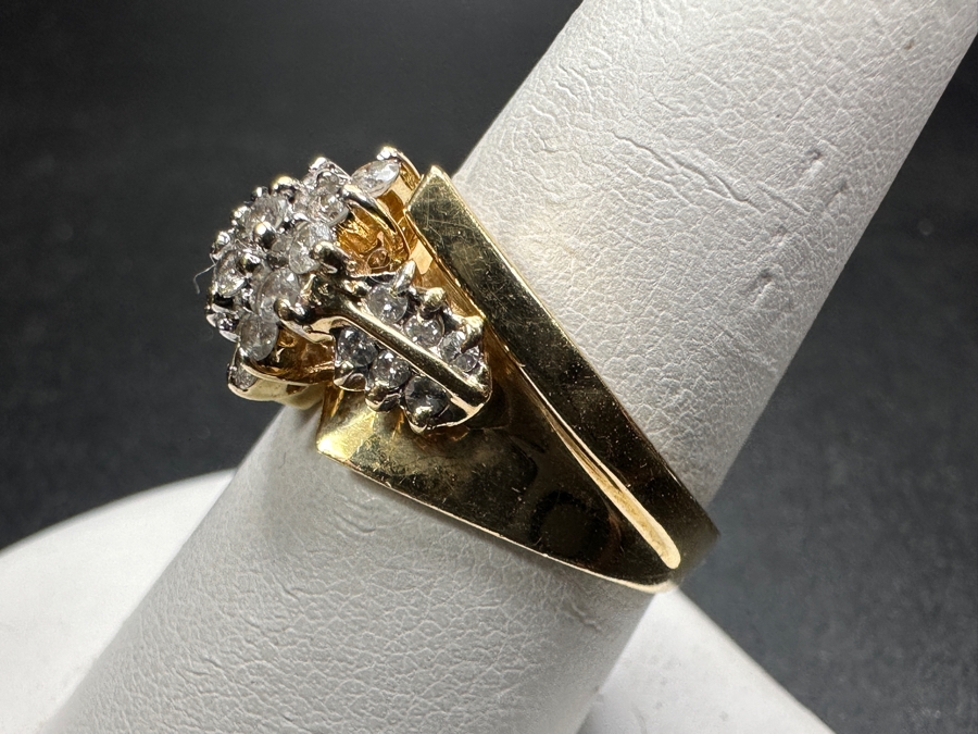 14K Gold Ring with (12) 2mm Natural Diamonds and (12) 1mm Natural Diamonds 5.4g Size 9 Retails $2,400 [Photo 4]
