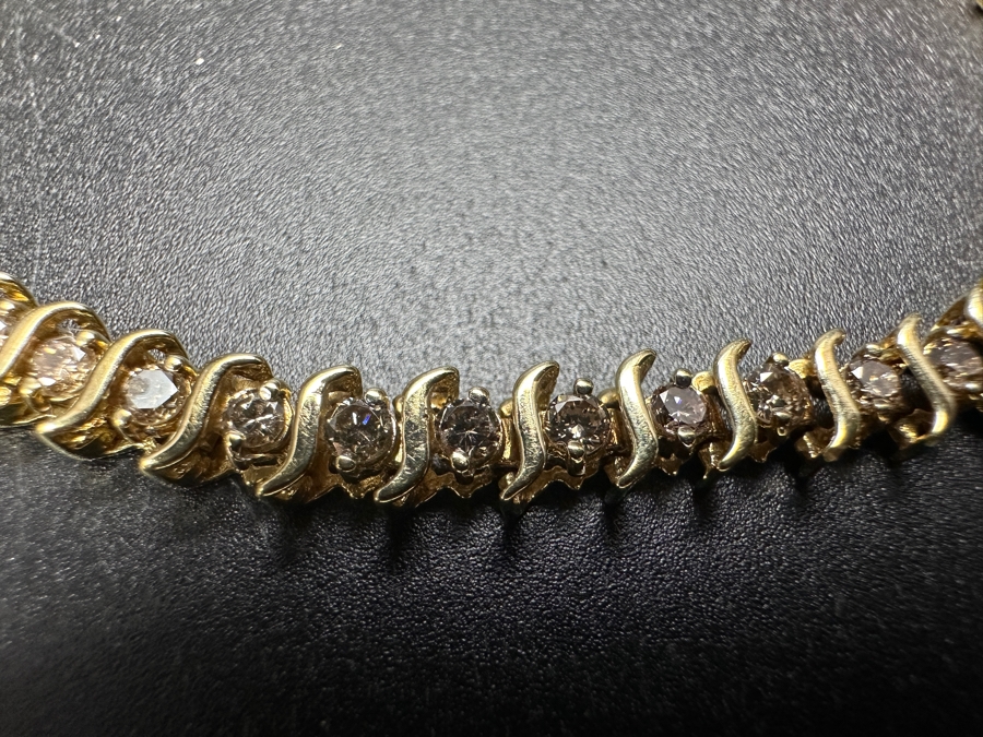 10K Gold Diamond Bracelet Set With (49) 2.0mm Round Brilliant Natural Diamonds Estimated 1.50 cttw 8.0g Retails $4,000 [Photo 2]