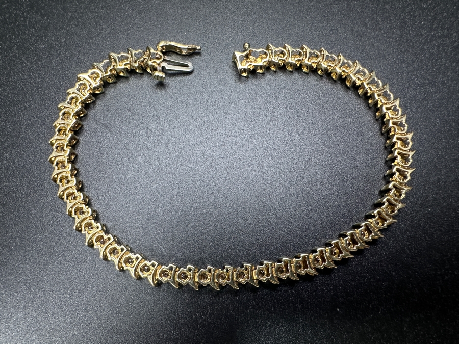 10K Gold Diamond Bracelet Set With (49) 2.0mm Round Brilliant Natural Diamonds Estimated 1.50 cttw 8.0g Retails $4,000 [Photo 6]