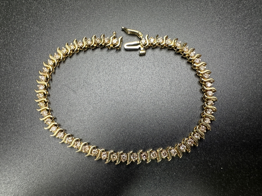 10K Gold Diamond Bracelet Set With (49) 2.0mm Round Brilliant Natural Diamonds Estimated 1.50 cttw 8.0g Retails $4,000 [Photo 5]